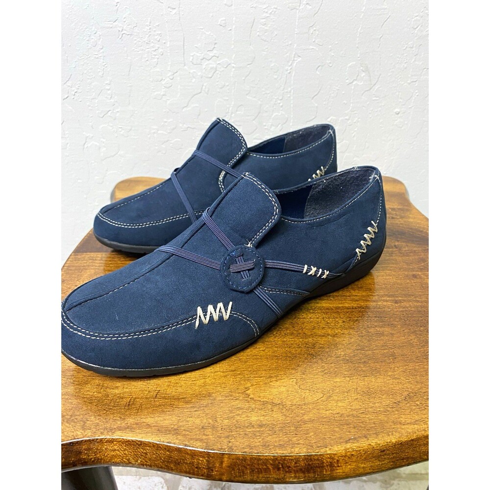 Classique Women's Blue Faux Suede Slip-On Casual Comfort Flats Size 7.5